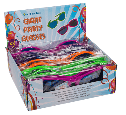 Giant fun glasses with coloured lenses,