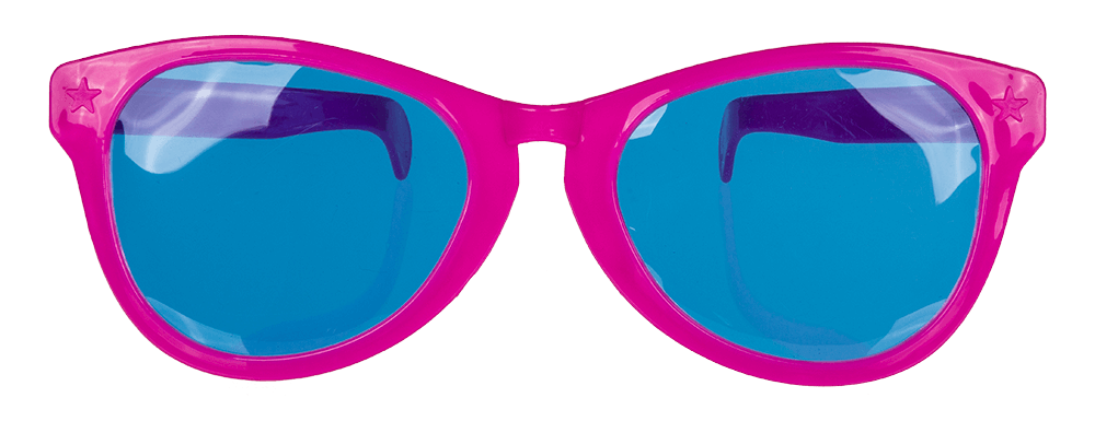 Giant fun glasses with coloured lenses,