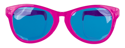 Giant fun glasses with coloured lenses,