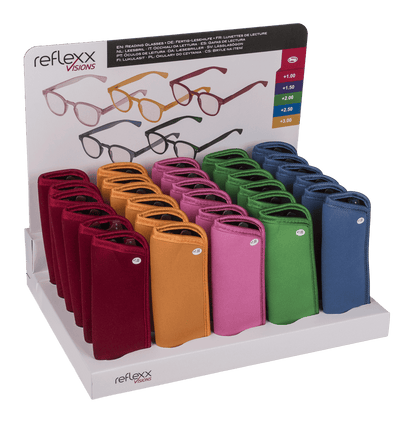 Reading glasses with plastic frame, 5 strengths,