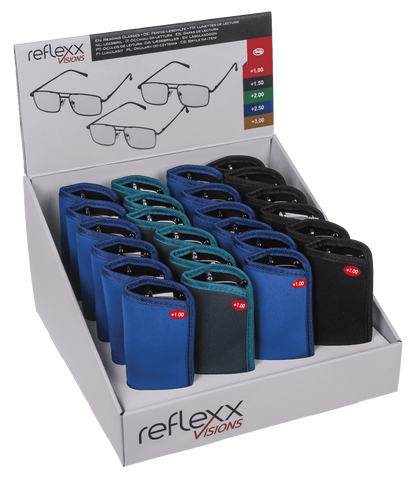 Reading glasses with metal frame, 5 strengths,