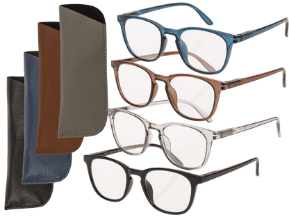 Reading glasses with plastic frame, 5 strengths,