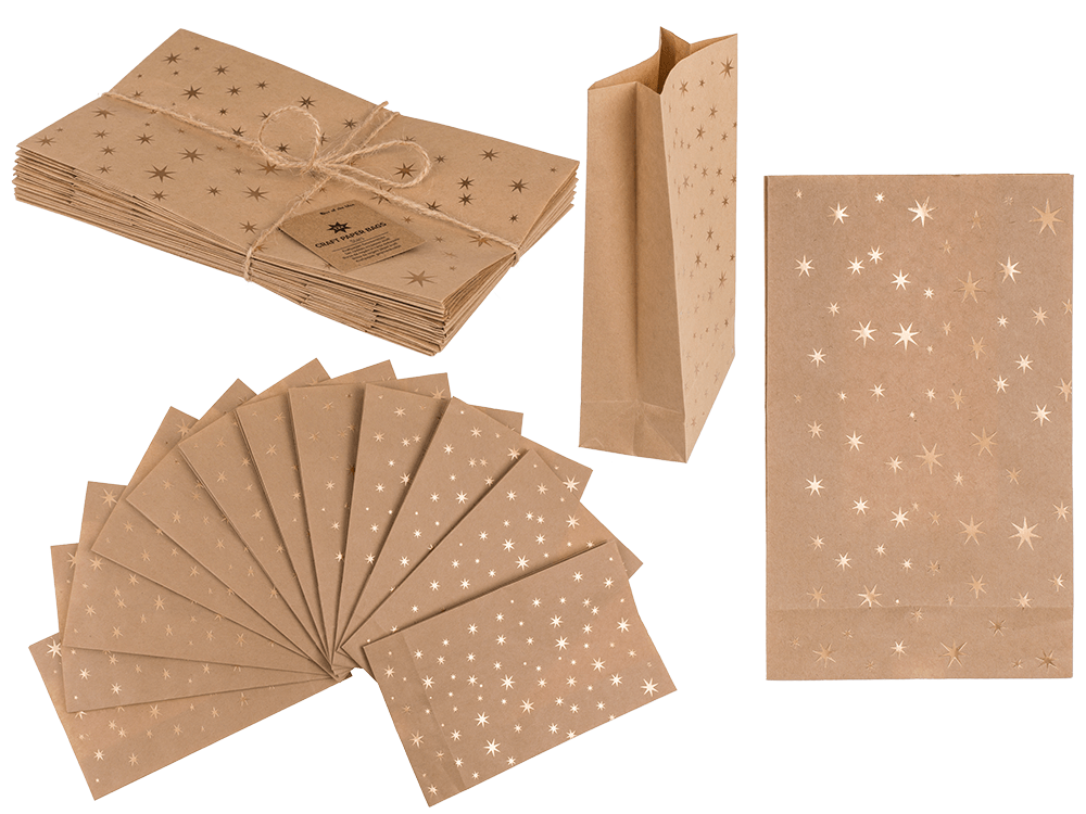 Craft paper bag, stars,
