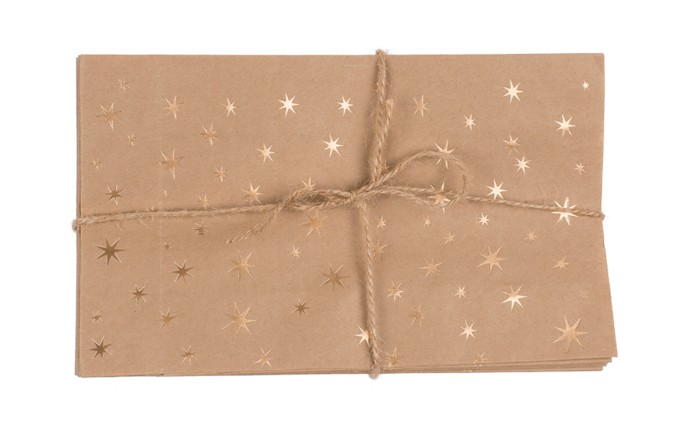 Craft paper bag, stars,