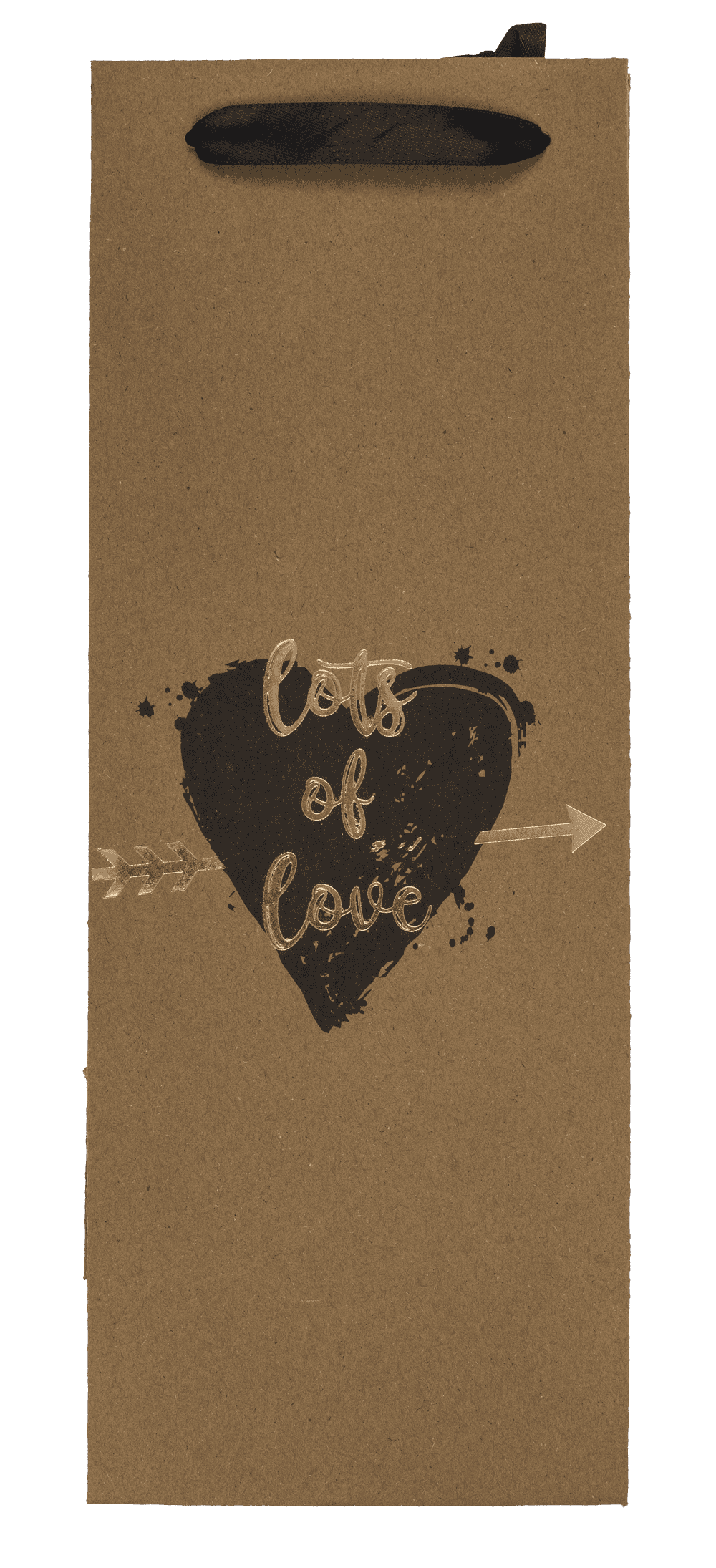 Wine bottle craft paper bag, hearts,