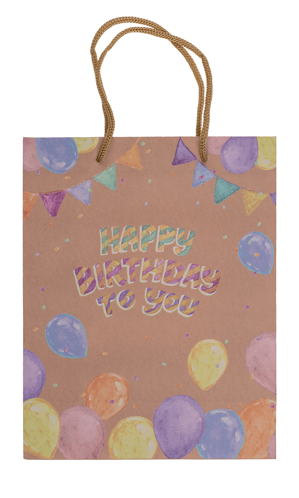 Brown coloured Paper bag, Happy Birthday,