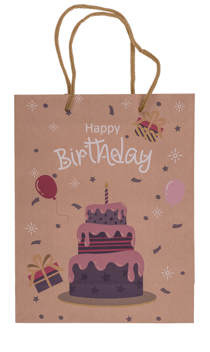 Brown coloured Paper bag, Happy Birthday,