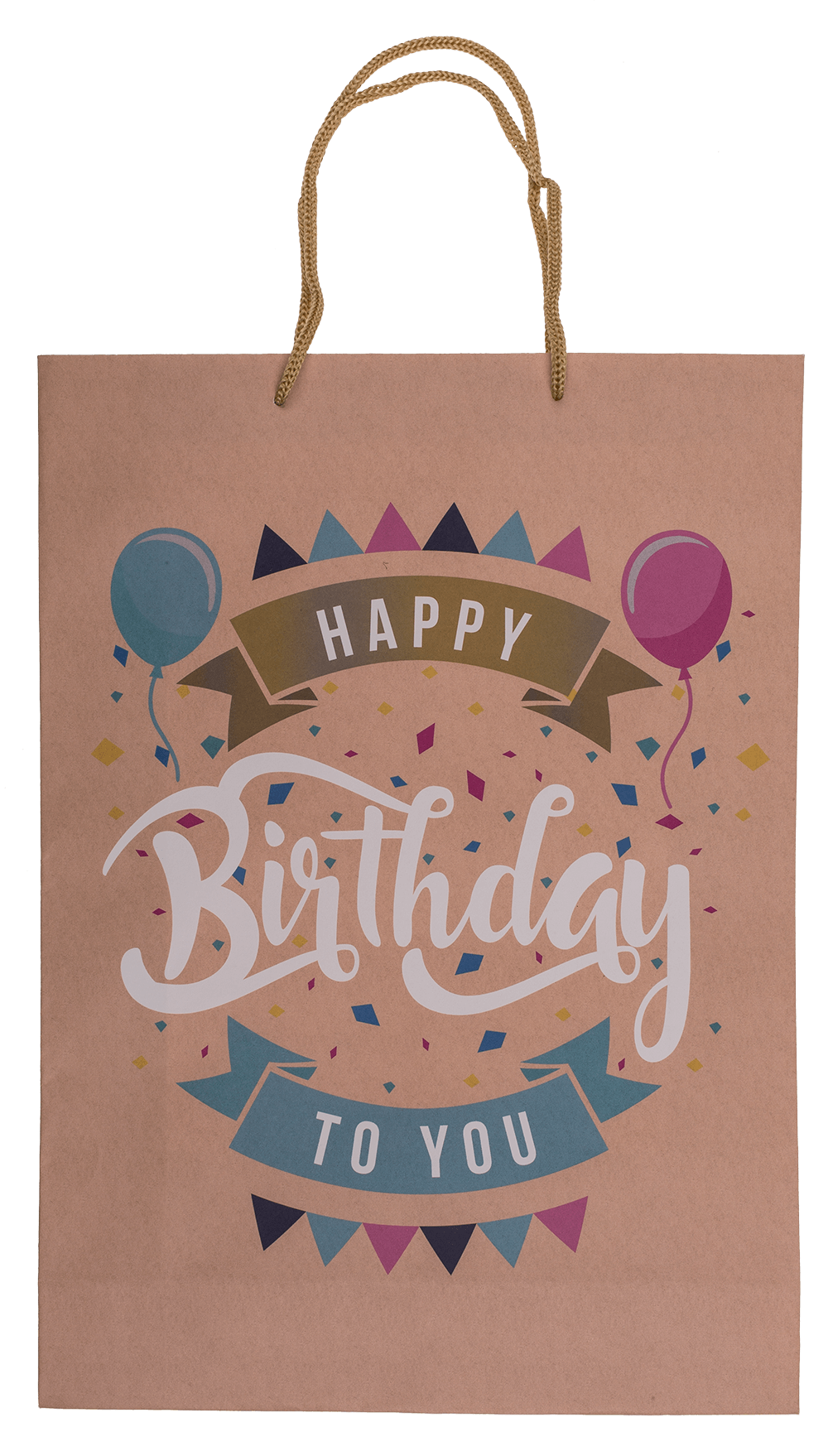 Brown coloured paper bag, Happy Birthday,