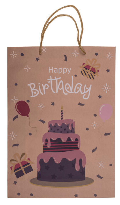 Brown coloured paper bag, Happy Birthday,