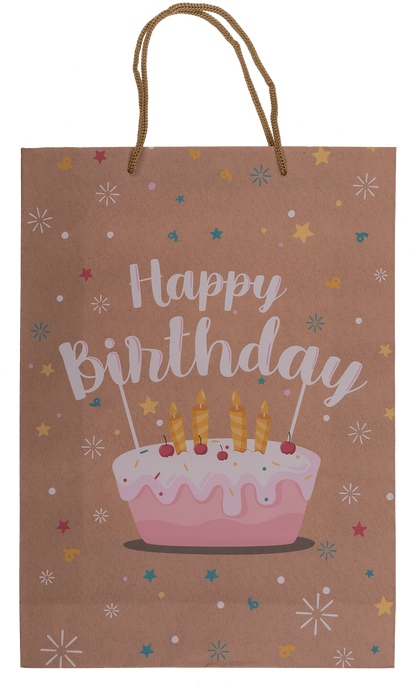 Brown coloured paper bag, Happy Birthday,
