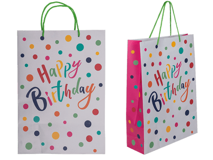 Light grey colored paper bag, Happy Birthday,