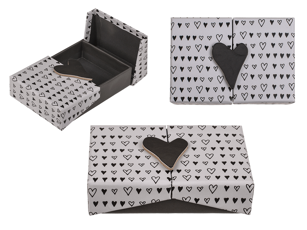 Black/white coloured surprise box, Heart,