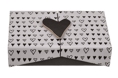 Black/white coloured surprise box, Heart,