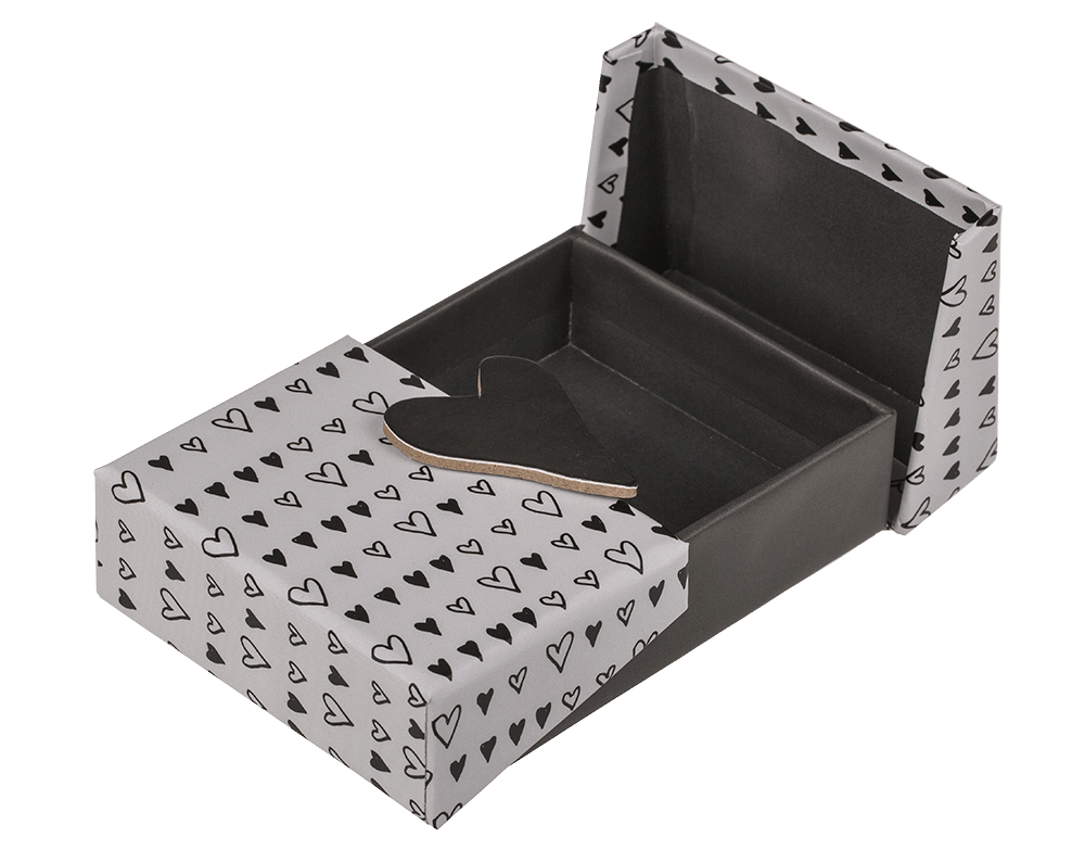 Black/white coloured surprise box, Heart,
