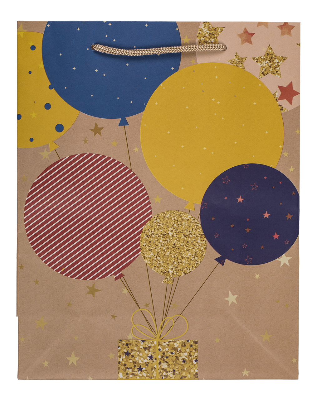 Paper gift bag, balloons & candles,