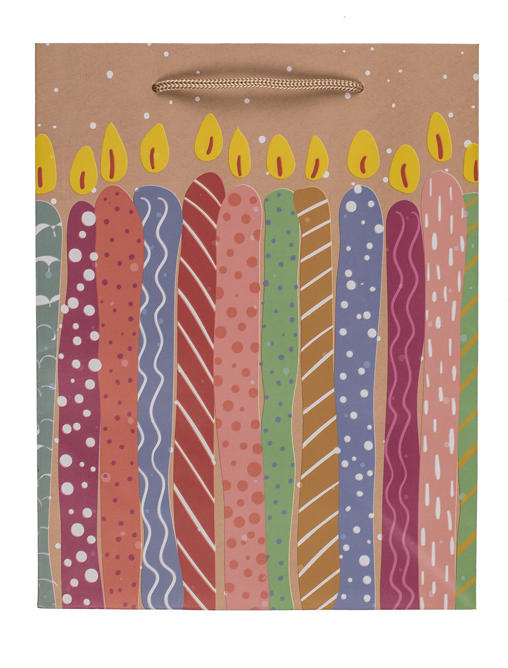 Paper gift bag, balloons & candles,