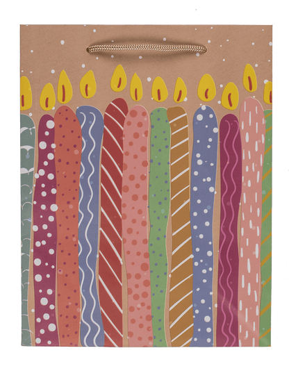 Paper gift bag, balloons & candles,