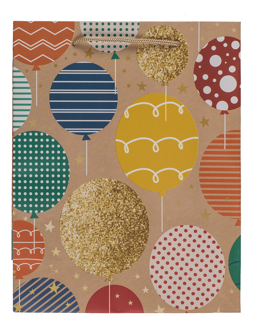 Paper gift bag, balloons & candles,