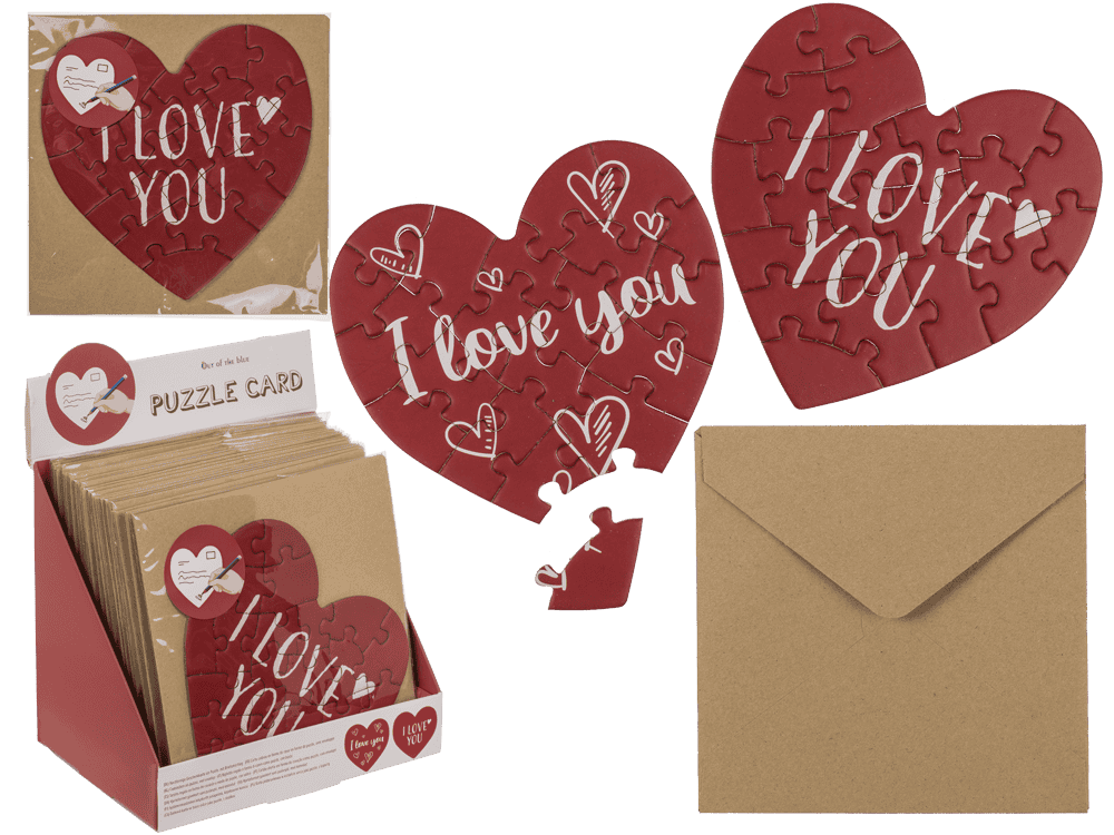 Heart shaped gift card, puzzle, Love,