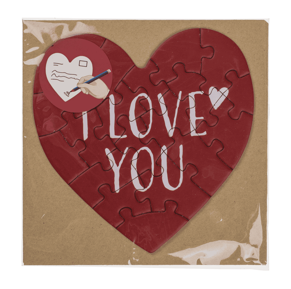 Heart shaped gift card, puzzle, Love,