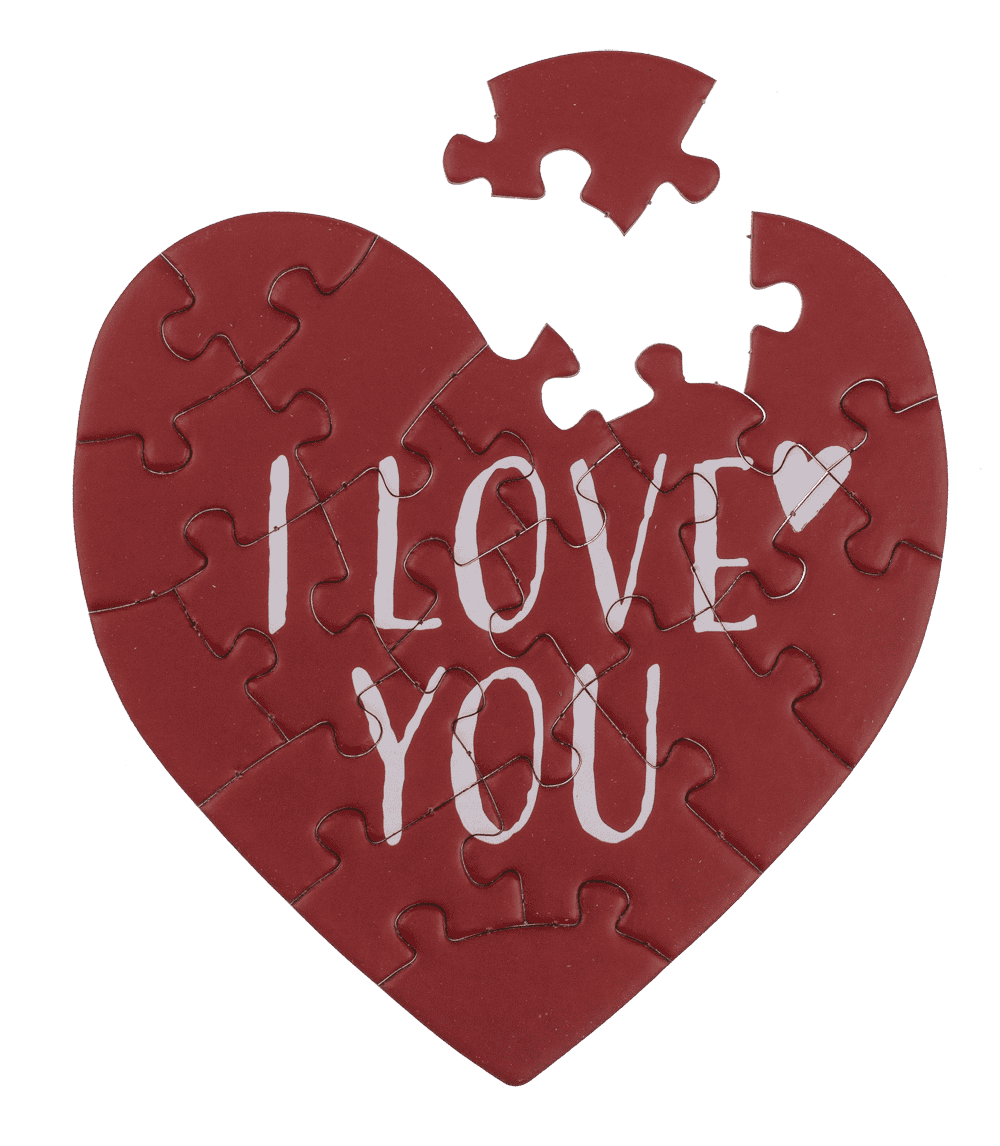 Heart shaped gift card, puzzle, Love,