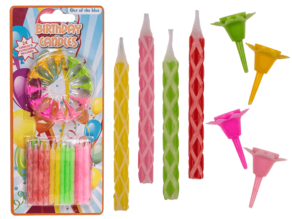 24 birthday candles, with 12 cake holder,