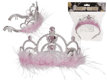Party crown with rose coloured deco stones &