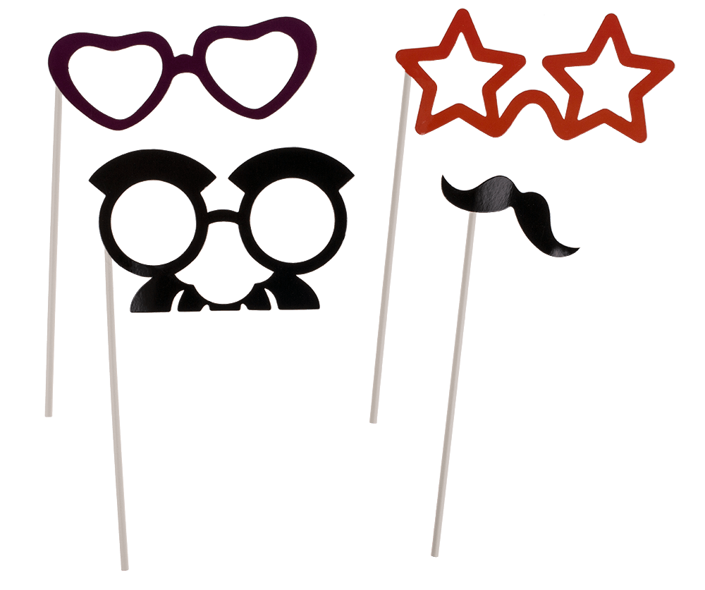 Party photo accessories on stick (Moustache,