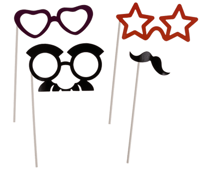 Party photo accessories on stick (Moustache,