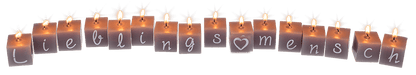 Square candles with letters, Lieblingsmensch,