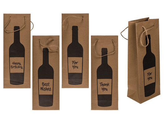 Wine bottle craft paper gift bag, with jute