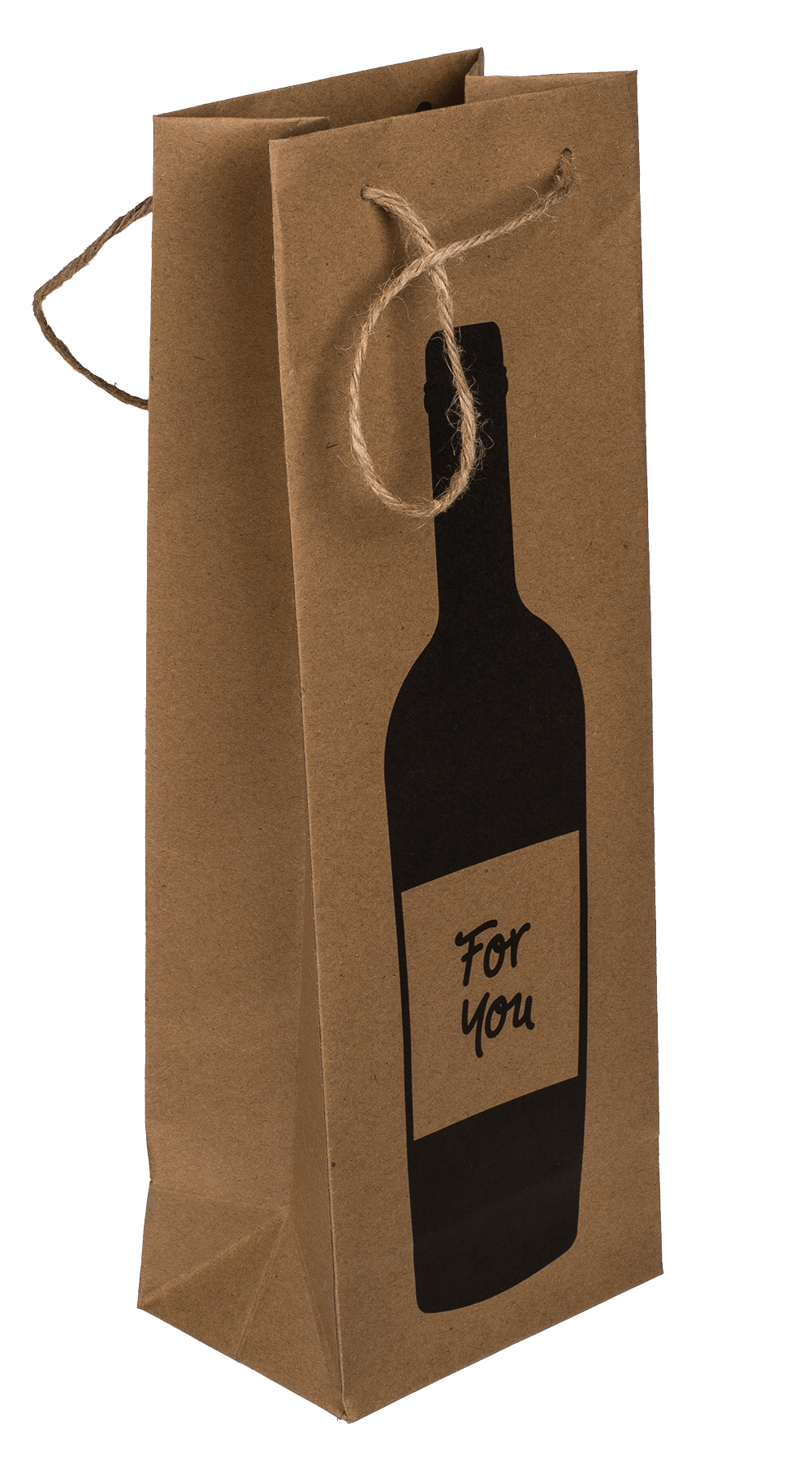 Wine bottle craft paper gift bag, with jute