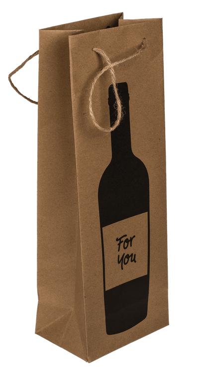 Wine bottle craft paper gift bag, with jute