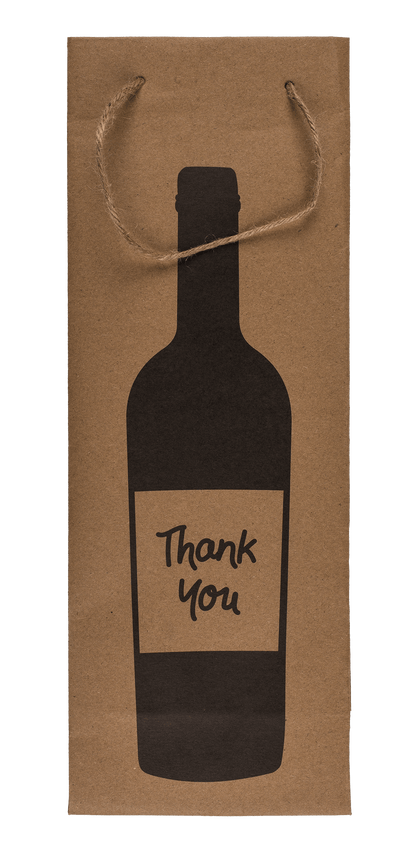Wine bottle craft paper gift bag, with jute
