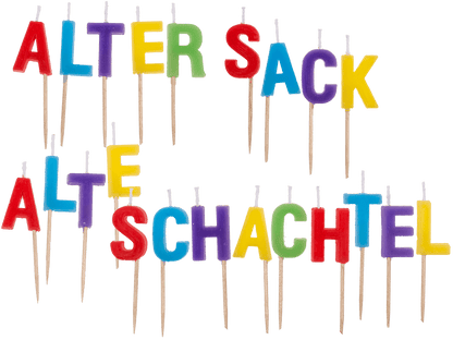 Birthday candle "Alter Sack"/"Alte Schachtel",