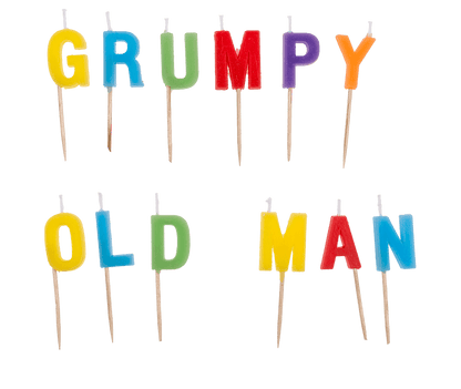 Birthday candle, "Blow me Bitch"/"Grumpy old man",