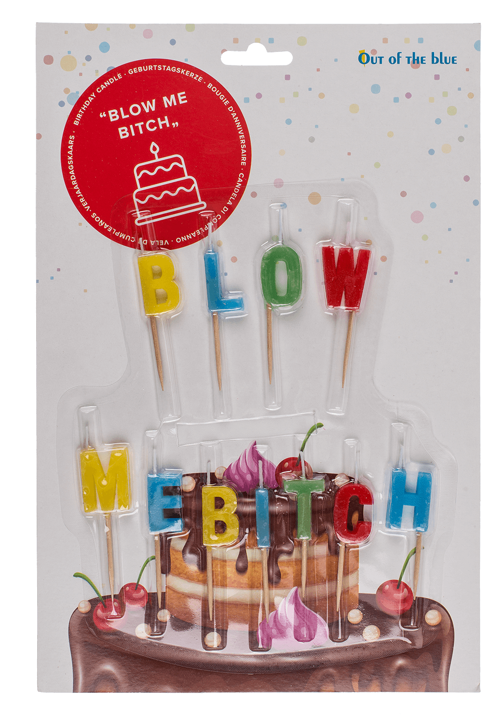 Birthday candle, "Blow me Bitch"/"Grumpy old man",