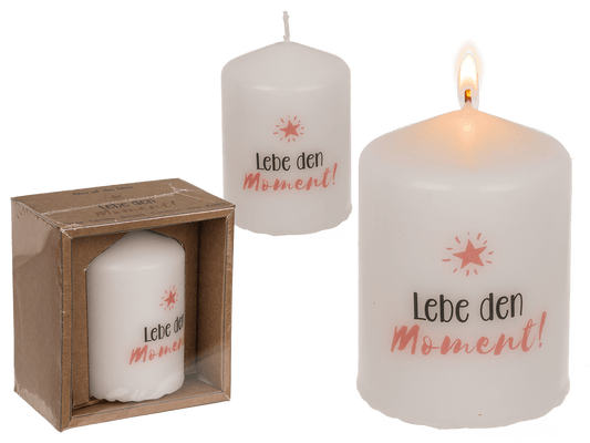 Pillar candle, Lebe den Moment,