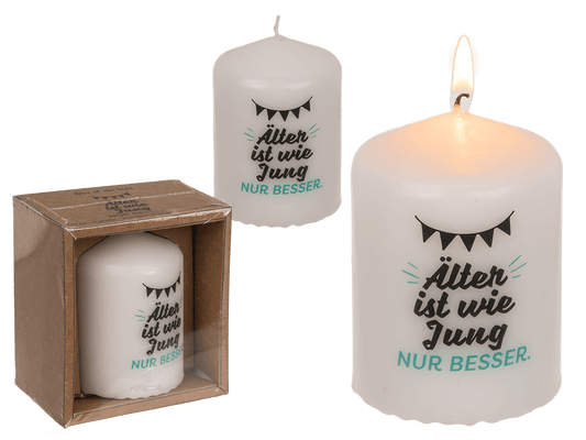 Pillar candle, Älter ist wie jung, nur besser,