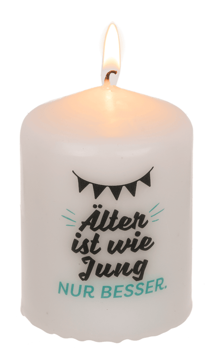 Pillar candle, Älter ist wie jung, nur besser,