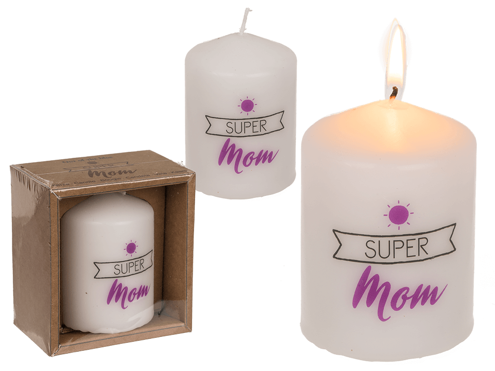 Pillar candle, Super Mom,