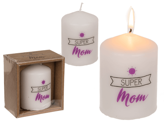 Pillar candle, Super Mom,