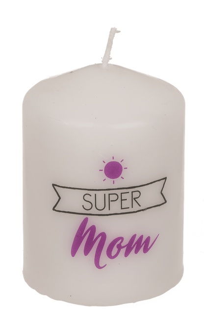 Pillar candle, Super Mom,