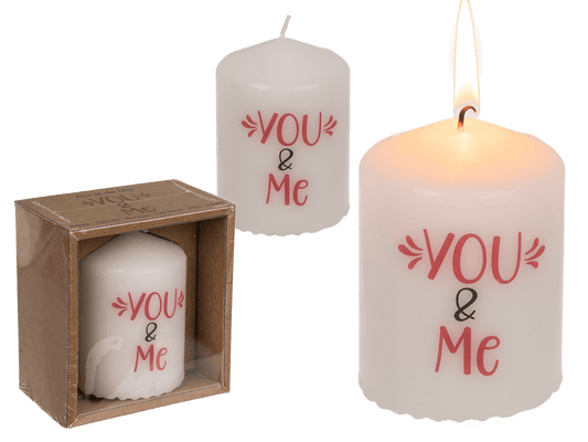 Pillar candle, You & Me,