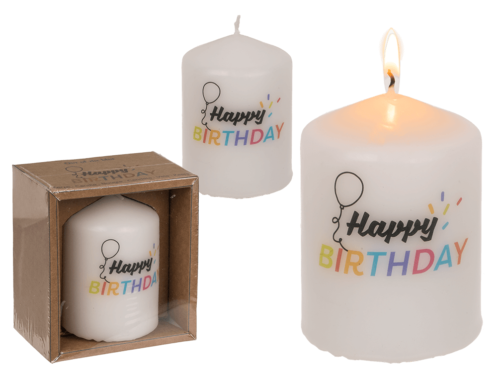 Pillar candle, Happy Birthday,