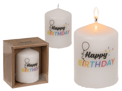 Pillar candle, Happy Birthday,