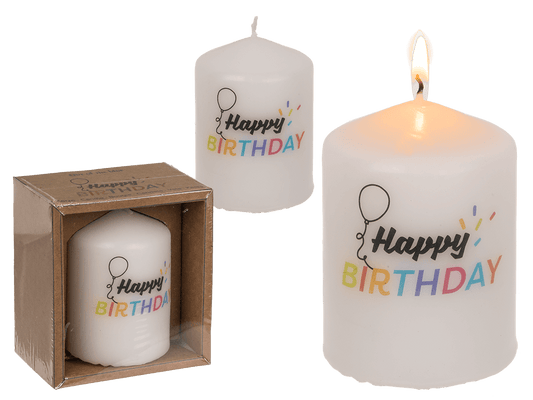 Pillar candle, Happy Birthday,