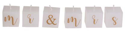 Square candles with letters, Mr. & Mrs.,