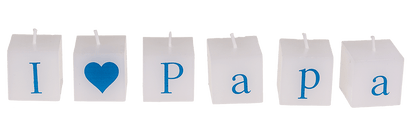 Square candles with letters, I love Papa,