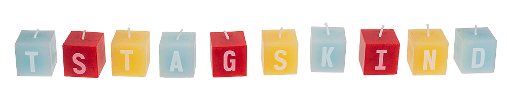 Square candles with letters, Geburtstagskind,